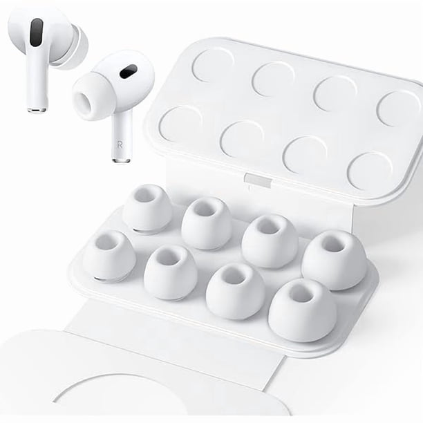 wonima11 Seltureone 4 Pairs Replacement Ear Tips for Airpods Pro/Airpods Pro 2 with Noise Reduction Hole, Non-Slip Soft Silicone Airpods Pro Replacement Ear Tips with Portable Storage Box (XS/S/M/L)