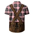 thumbnail image 4 of Oktoberfest Men's Lederhosen Themed Shirt, Plaid Short Sleeve Button Down Blouse Top, 4 of 4