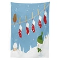 thumbnail image 3 of Ambesonne Christmas Tablecloth Rectangular Table Cover, Socks Hanging Bird, 60"x84", White Blue, 3 of 4