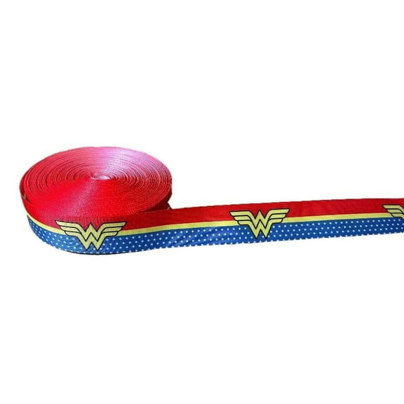 Wonder Woman W Logo 1.5" Wide 3 Yards Long Repeat Ribbon