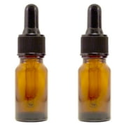 Amber Glass Bottle - 10 ml (1/3 fl oz) w/ Glass Dropper - Pack of 2