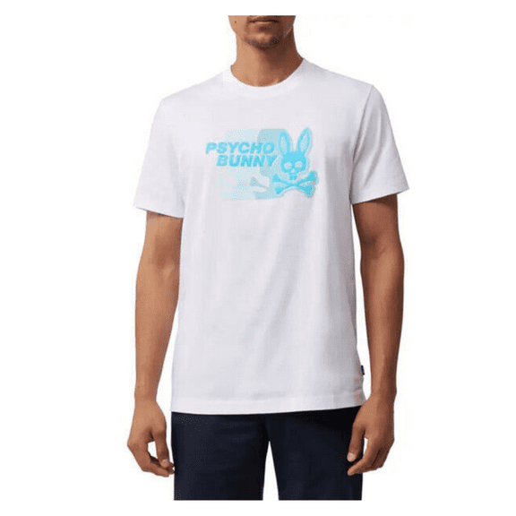 $118 Psycho Bunny White Kona Crew Neck Graphic Tee, 2XL