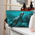 thumbnail image 5 of Toiletry Bag, Sunshine Blue Ocean Seal Leather Waterproof Travel Makeup Cosmetic Bag Organizer, Large Capacity Toiletry Bag for Travel Size Toiletries, Skin Care Bag for Women, 5 of 8