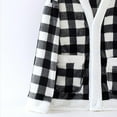 thumbnail image 5 of Fleece Jacket Womens Pajama Tops V-Neck Button Down Plaid Sleepwear Winter Loungewear Flannel Shacket Fuzzy Sweater Bed Coat Black L, 5 of 5