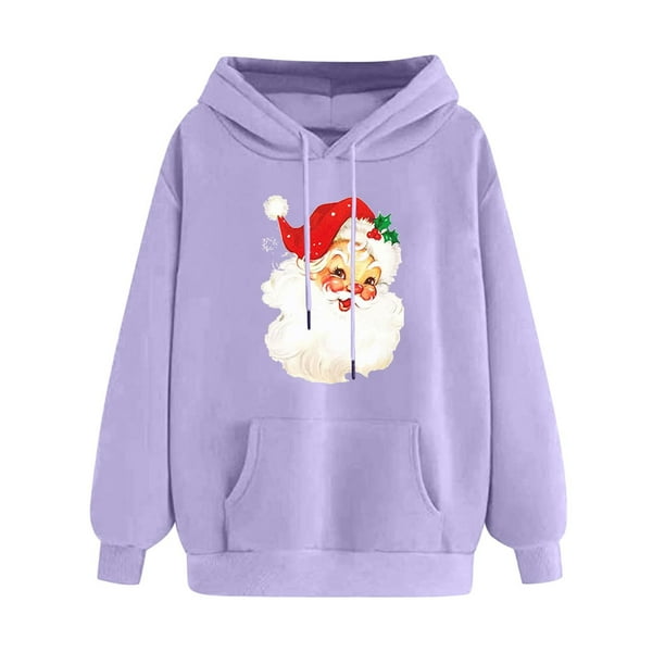 WILLBEST Sudadera Deportiva para Mujer Sudadera Navideña con Capucha Sudadera Informal de Manga Larga con Estampado Navideño Chica