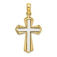 thumbnail image 1 of FB Jewels 14K Yellow Gold White Cross In Yellow Frame High Polish Pendant, 1 of 1