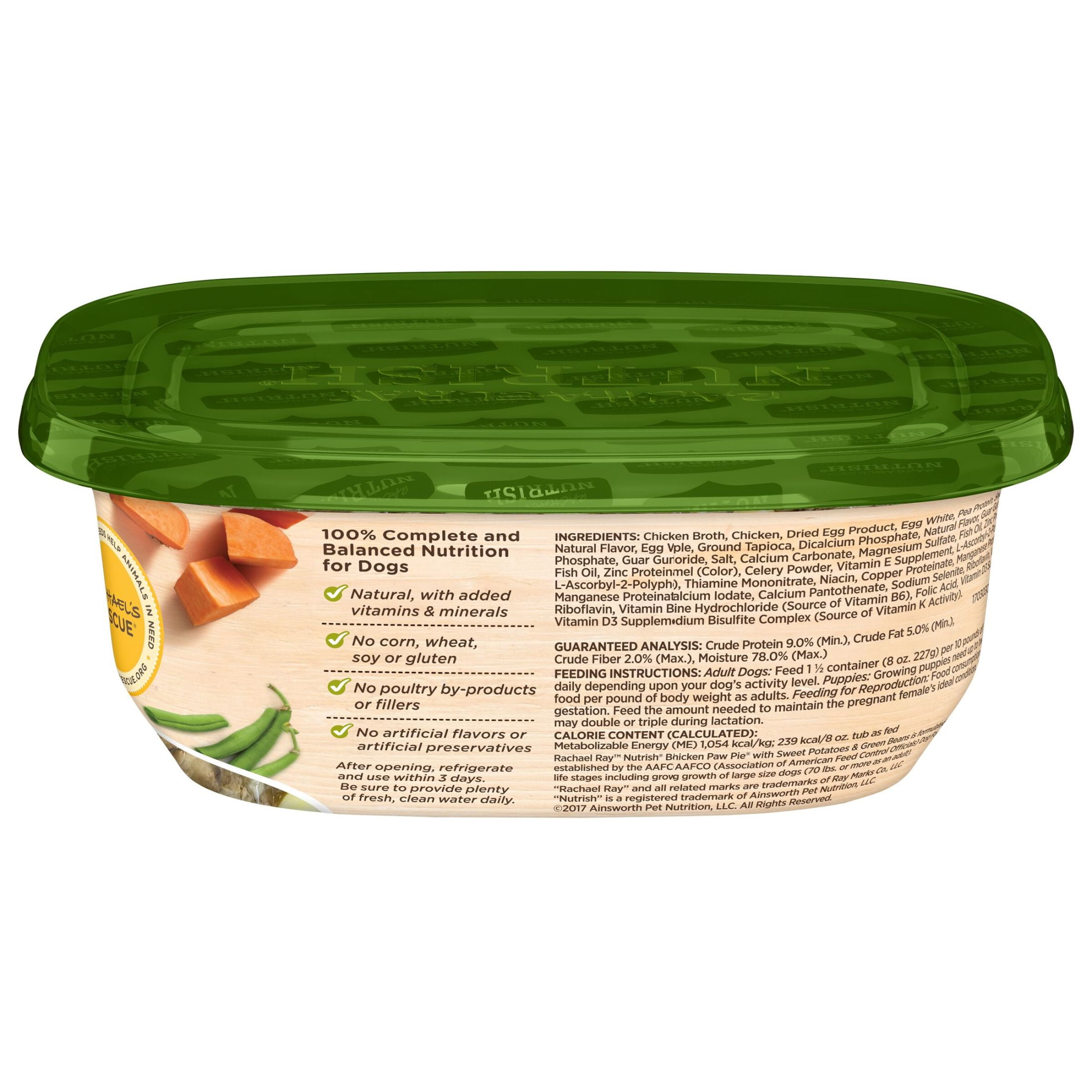 (12 pack) Rachael Ray Nutrish Chicken Paw Pie Wet Dog Food, 8 oz. Tub