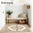 thumbnail image 3 of ODIKA 6'x9' Machine Washable Non-Slip Area Rug, Distressed Medallion Patterned Hallway with Vintage Inspired Motifs High Traffic Rug, Beige, 462040, 3 of 7