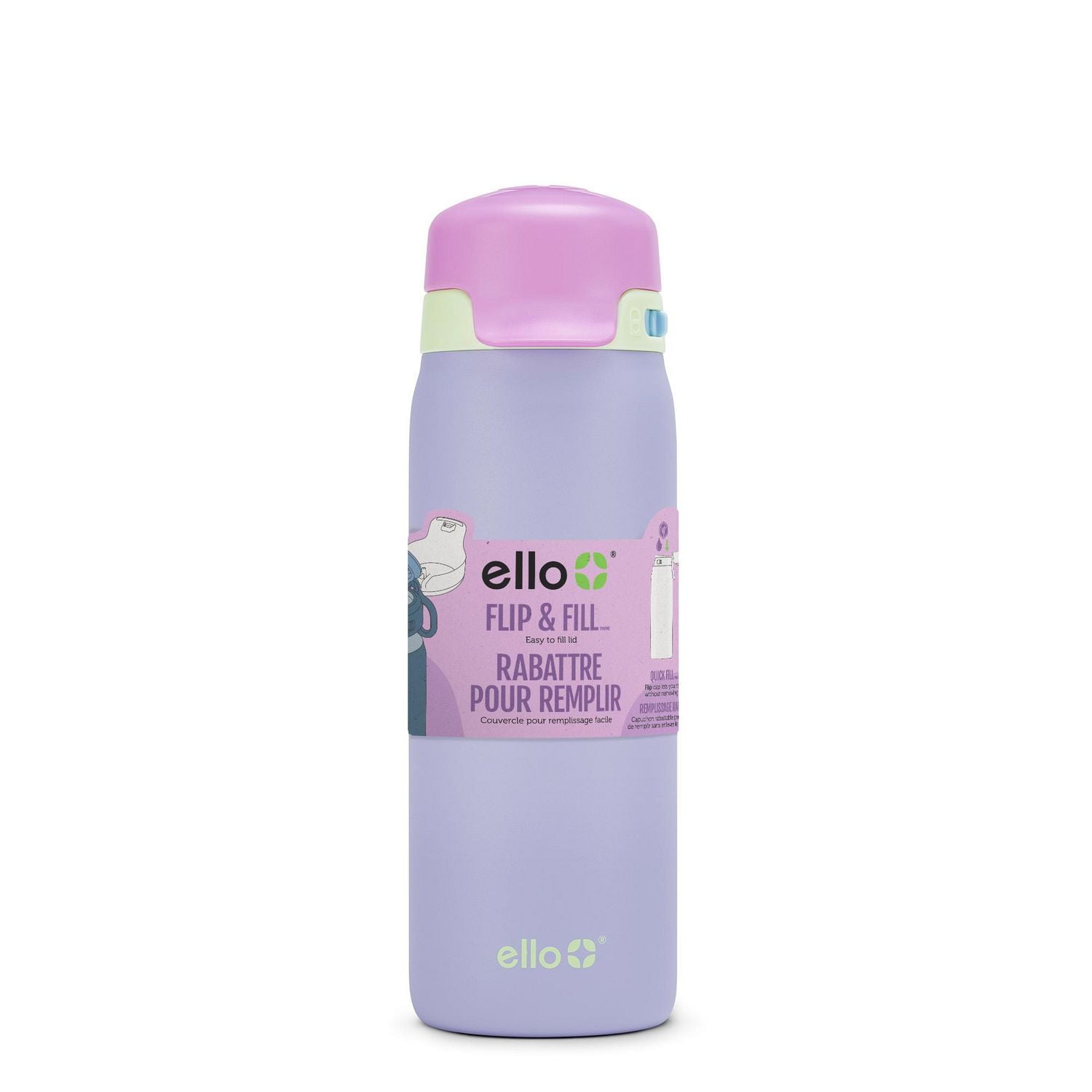 Ello Flip & Fill 18 oz Stainless Steel Water Bottle, <ul><li>18oz Capacity </li><li>Easy-to-use flip lid</li><li>All parts BPA free</li></ul>