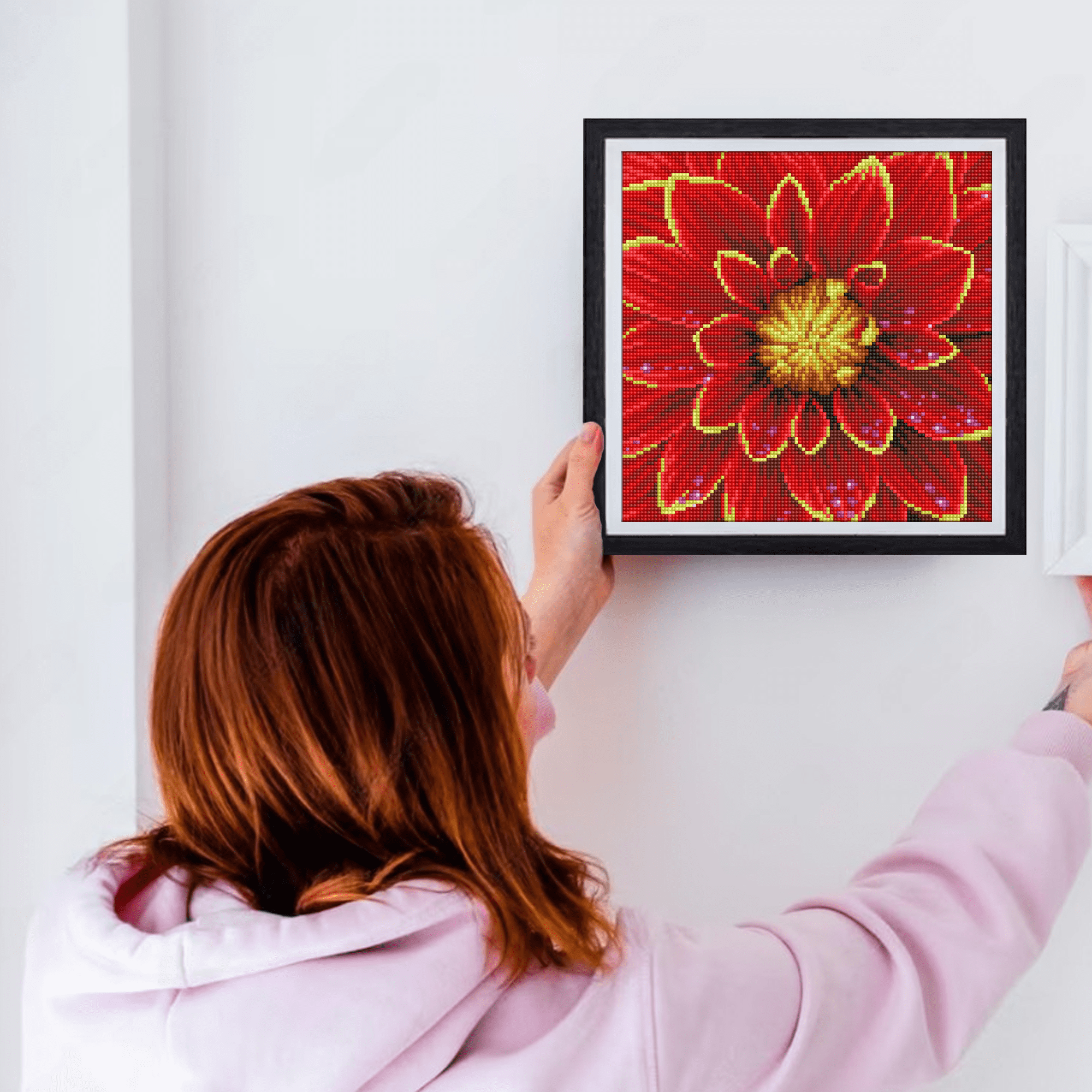 Diamond Dotz Dahlia with Frame Flower Diamond Painting Kits for Adults - Diamond Art Kits a Relaxing Creative Craft Kit with Dotz Gems 12"x12"