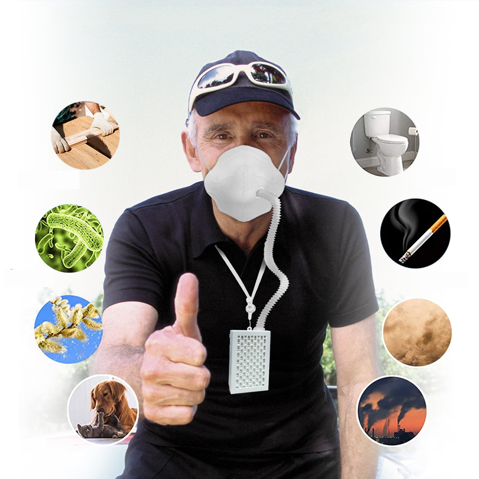 Breathe Easily,Electric Air-Powered KN95 Mask with Fan Replaceable Filters, Includes 2 HEPA Filter,Reusable Respirator Face Mask for Dust Work,Sleeping Outdoor Sports Housework