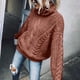 thumbnail image 2 of Gibobby Suéteres de invierno mujer sólido tejido cuello suéteres manga larga blusa suéter (Café, M), 2 of 3
