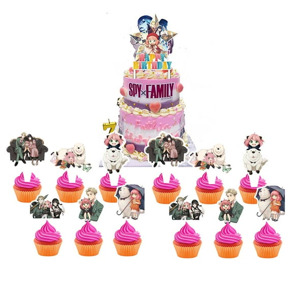 Spy family Cake Topper CupcakeS Set Birthday Party Supplies Decoration Decor Kit