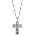 thumbnail image 2 of Chisel Stainless Steel Brushed Polished and Laser cut Black IP-plated Cross Pendant on a Box Chain Necklace - 24", 2 of 6