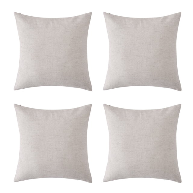 Fundas de almohada en blanco, funda de cojín con aspecto de lino sintético, fundas de almohada decorativas para sofá, 18.0 x 18.0 in, color crema, juego de 4, sin relleno de almohada