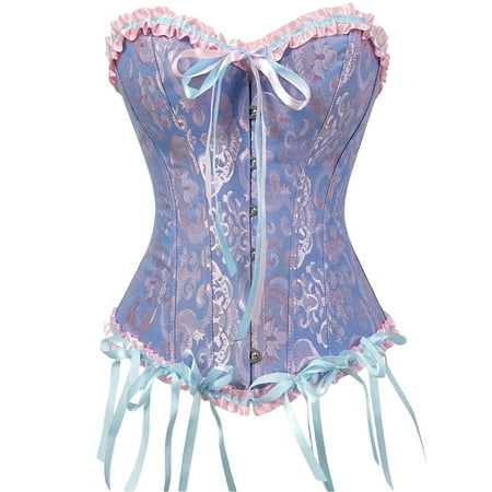 Ukumplol Strapless Shapewear for Women Lace Off Shoulder Corset Bustier Boned Overbust Corset Bodyshaper Top Waist Trainer for Women Body Shaper Tummy Control Corset Shapewear Blue XXL