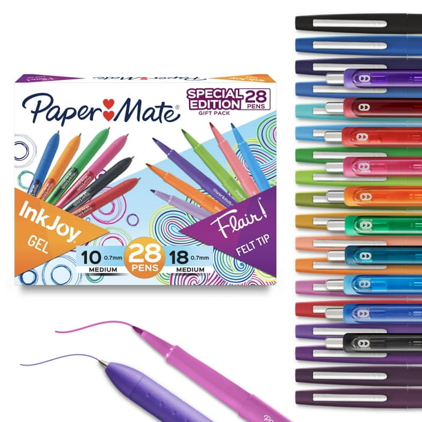 Juego de bolígrafos Paper Mate InkJoy retráctiles Gel Flair Felt 28C