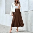 thumbnail image 6 of Women's High Waist Pleated Skirt A line Swing Midi Skirts Trendy Elegant Lightweight Solid Color Flowy Skirts, 6 of 9