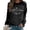 Black, variant on Women's Fashion Casual Solid Color Loose Long Sleeve Letter Print Round Neck Hoodie Elderly Women's Sweaters