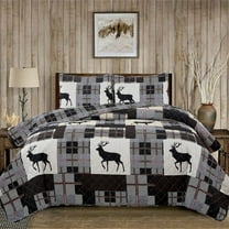 Market & Place Reversible Lodge Themed Patchwork Quilt Set