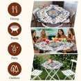 thumbnail image 6 of Navy Blue Yellow Round Tablecloth 45-54 Inch Round Fitted Table Cloth with Elastic Edge, Boho Southwestern Ethnic Mexican Flowers Waterproof Table Cover Protector for Outdoor Picnic Party Dining, 6 of 6