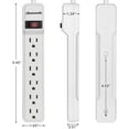 thumbnail image 4 of DEWENWILS 6-Outlet Surge Protector Power Strip with 10ft Long Extension Cord, Low Profile Flat Plug, 500 J, White, 4 of 7