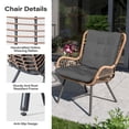 thumbnail image 5 of KAMEROUT 3 Piece Outdoor Bistro Set, Rattan Patio Furniture Set with Coffee Table & Gray Cushions for Lawn, Garden, Balcony, 5 of 7