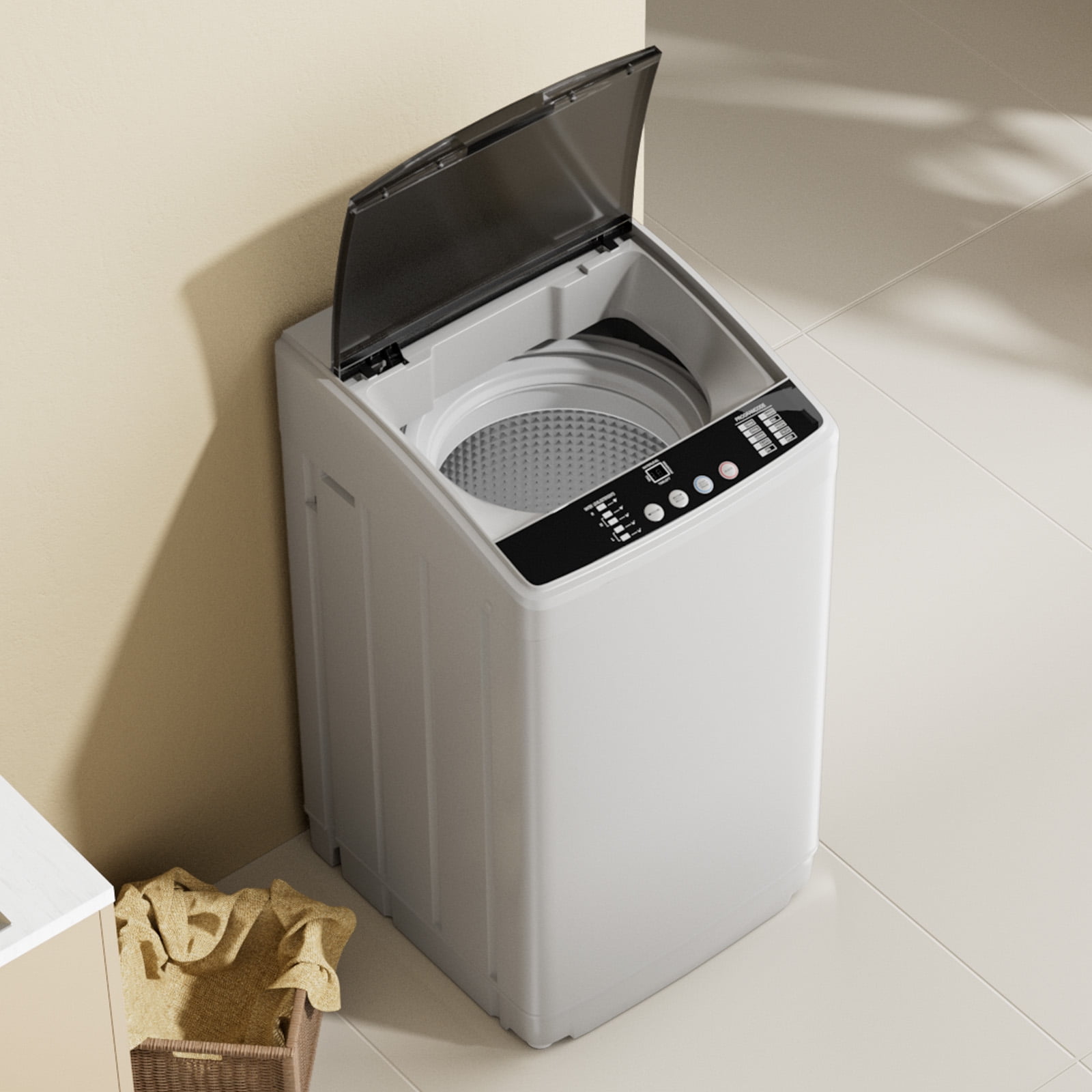 DISHUP 19 Lbs Portable Washing Machine, 2.5 Cu.ft Full-Automatic Washer and Dryer, Portable Washer for Apartment and Home, Gray