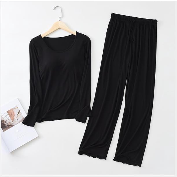 Ropa de dormir de Modal para el hogar, Pijamas de mujer para conjunto de dos piezas, Pijamas de manga larga, traje femenino para mujer, M-XXL grande de otoño
