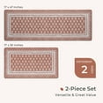 thumbnail image 2 of 2 Piece Set Vintage Kitchen Mats for Floor Floral Block Anti Fatigue Kitchen Rugs Heritage Farmhouse Cushioned Kitchen Runners for Standing Waterproof & Non-Skid Comfort, Terracotta, 2 of 6
