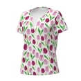 thumbnail image 3 of Wukai Tulips Flowers Casual V-Neck Graphic Tees for Women: Lightweight and Breathable Summer Tops with Stylish Design-XX-Large, 3 of 8
