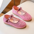 thumbnail image 6 of GiLiling Girls Mary Jane Flats, Glittery Sequin Upper Adjustable Strap, Soft Non-Slip Sole Sandals for Parties Weddings (Pink, 2.5-3 Years), 6 of 7