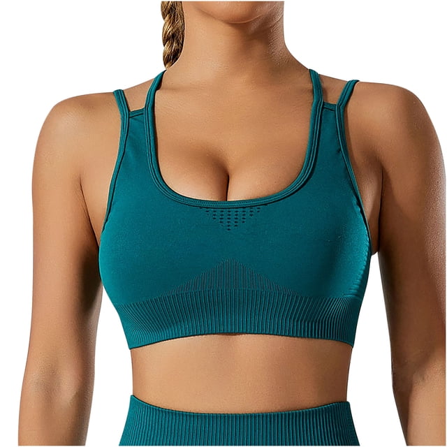 Timegard Sports Bras for Women High Impact Ribbed Stretch Seamless Breathable Crisscross Workout Gym Bra