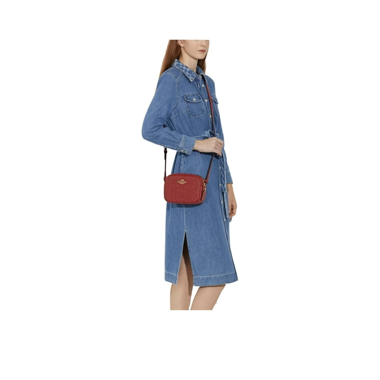 バッグ COACH Accessory Pouch Mini Signature Red Coach Women's Mini Jamie Top Zip Camera Crossbody Bag in