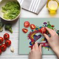 thumbnail image 3 of 20th Birthday Cutting Board, Geometric Shapes Design with Castle Circles on Backdrop 20 Theme Image, Decorative Tempered Glass Cutting and Serving Board, Large Size, Multicolor, by Ambesonne, 3 of 5