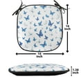 thumbnail image 5 of Butterflies Chair Seating Cushion Set of 6, Butterflies Patterns Seasonal Jolly Rainforest Wilderness Illustration, Seat Pads for Office with Anti-slip Backing, 16"x16", Blue White Black, by Ambesonne, 5 of 7