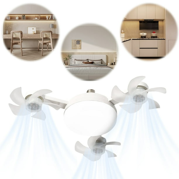 Luces Del Ventilador Techo Drones E26/E27 Con Control Remoto para (3 Cabezas) Blanco