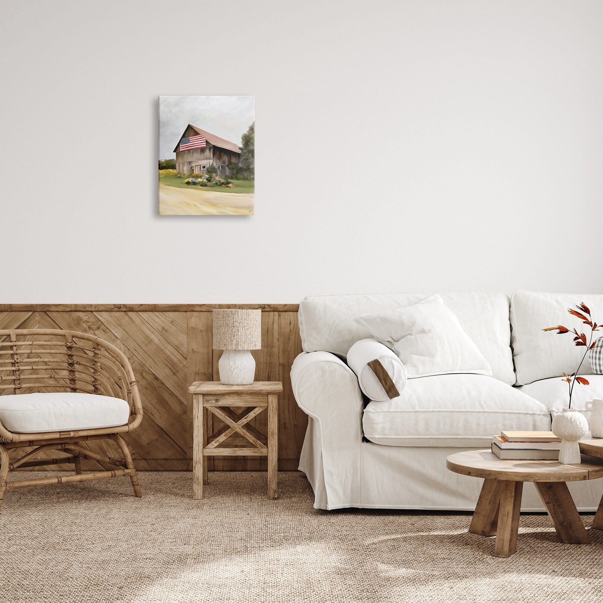 Stupell Industries Rural Americana Home Countryside Farm Flag Painting Painting Gallery Wrapped Canvas Print Wall Art, Design by Amy Hall