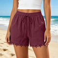 thumbnail image 6 of Womens Summer Shorts JIANLAI Summer Casual Loose Elastic Waist Drawstring Lace Boho Beach Cover Up Shorts Womens Shorts (S-3XL) Red, 6 of 9