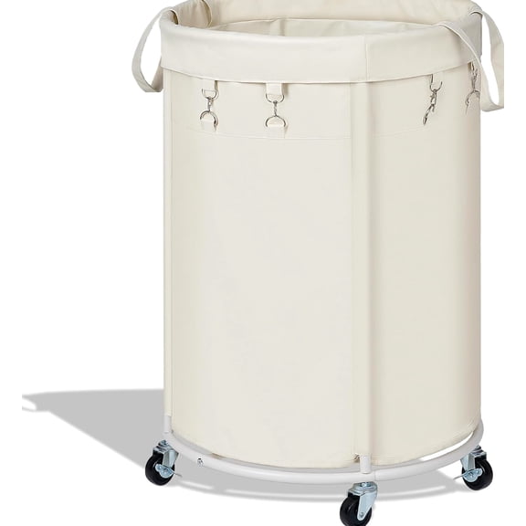 Large Capacity Rolling Laundry Basket 150L, Beige