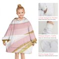 thumbnail image 6 of Pink Gold Marble Pattern Blanket Hoodies for Kids 6-13YR Oversize Wearable Blanket Hoodies for Boys Girls Teens, 6 of 7