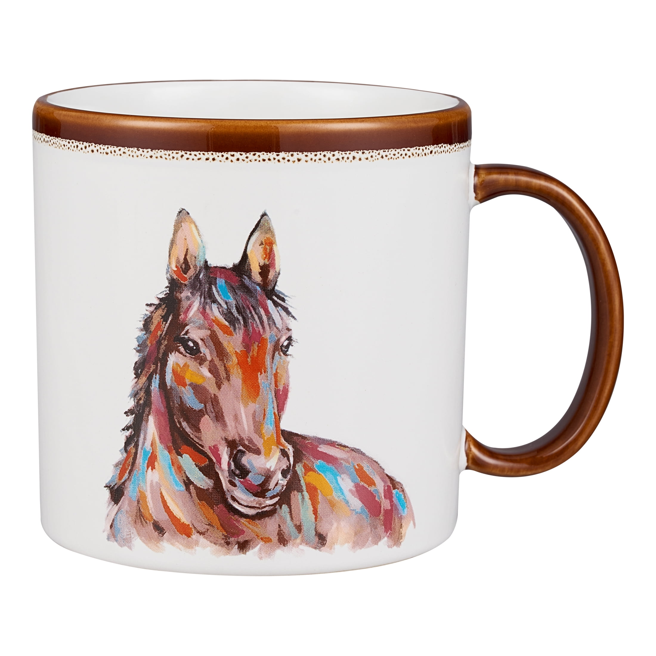(2 pack) Mainstays 19.27-oz Sculpted Stoneware Horse Mug, White