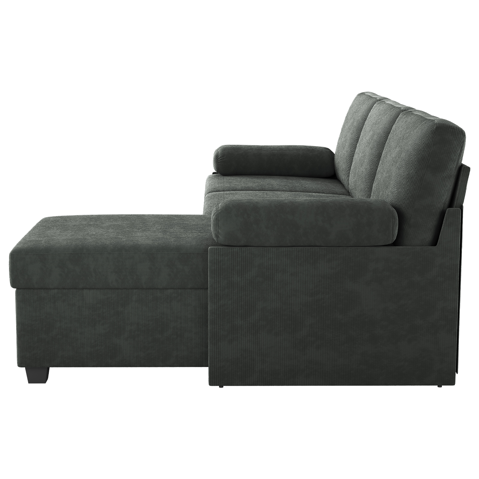 COPIAE 80 inch Convertible Sectional Sofa, L-Shaped Sofa Sleeper with Reversible Chaise,Couch Bed with Storage,Removable Armrest,Modern Pull Out Bed for Living Room Bedroom,Corduroy Gray