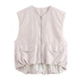 thumbnail image 4 of Chaleco sin mangas de cuello redondo suelto europeo para mujer, cárdigan informal, chaleco con bolsillo con cremallera, chaleco de trabajo para mujer, chaleco de oficina, Otoño, nuevo, 4 of 5