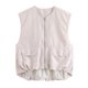 thumbnail image 4 of Chaleco sin mangas de cuello redondo suelto europeo para mujer, cárdigan informal, chaleco con bolsillo con cremallera, chaleco de trabajo para mujer, chaleco de oficina, Otoño, nuevo, 4 of 5