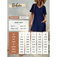 thumbnail image 4 of DOKOTOO Womens Rompers Casual Summer Overalls High Waist V Neck Short Sleeve Short Jumpsuits Rompers with Zipper Dark Blue XL US16-18, 4 of 6