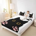 thumbnail image 3 of jejeloiu Cute Cat Paw Full Size Sheets Kids,Kawaii Animal Footprint Simple Black White Bed Sheets For Girls,4 Pieces, 3 of 6
