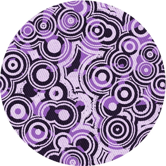 Ahgly Company Indoor Round Patterned Purple Iris Purple Area Rugs, 8' Round