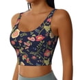 thumbnail image 2 of Goofa Flower Printed Sports Bras for Women, High Impact Running Bra Workout Crop Tank Tops Longline Sports Bra Push up-X-Large, 2 of 9