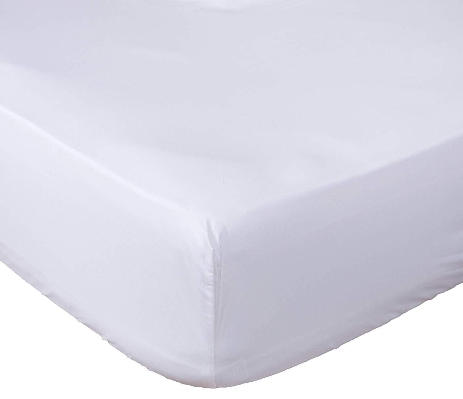 Microfiber Fitted Bed Sheet (Queen, White) Wrinkle, Fade and Stain